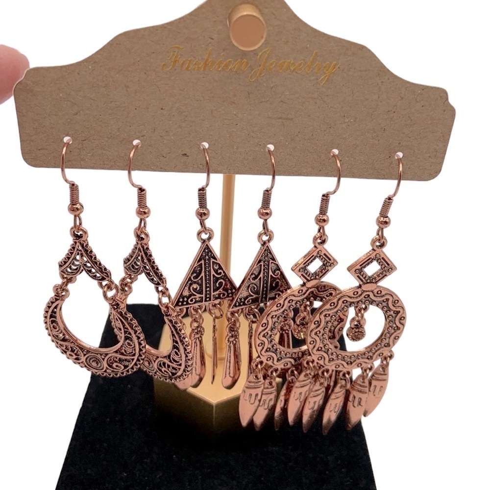 Rose Gold Boho 3 Pc. Drop Earrings Set New‎ with tags!